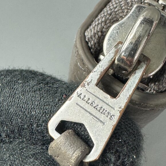 All Saint Fetch Green Leather Zip-Around Long Wallet - Picture 9 of 14